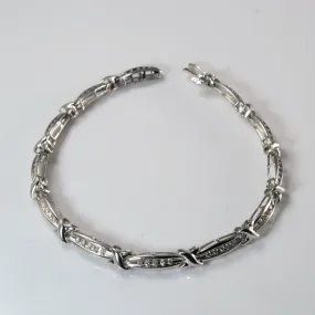 Diamond Crossover Link Bracelet | 0.30ctw | 7.5" | Unique Gem Statement Piece