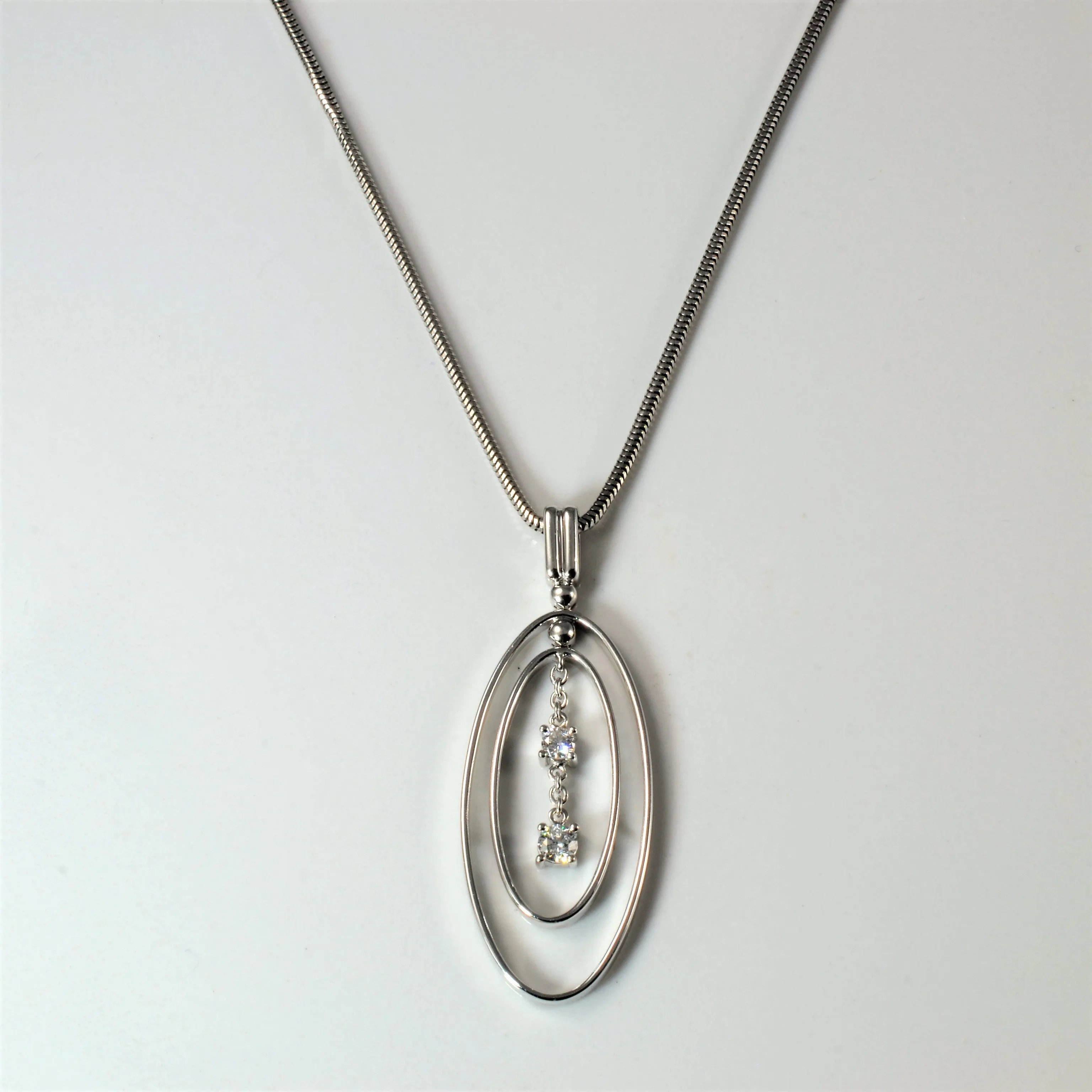 Sleek Mood Bold Glance Diamond Double Oval Necklace | 0.20ctw | 18" |