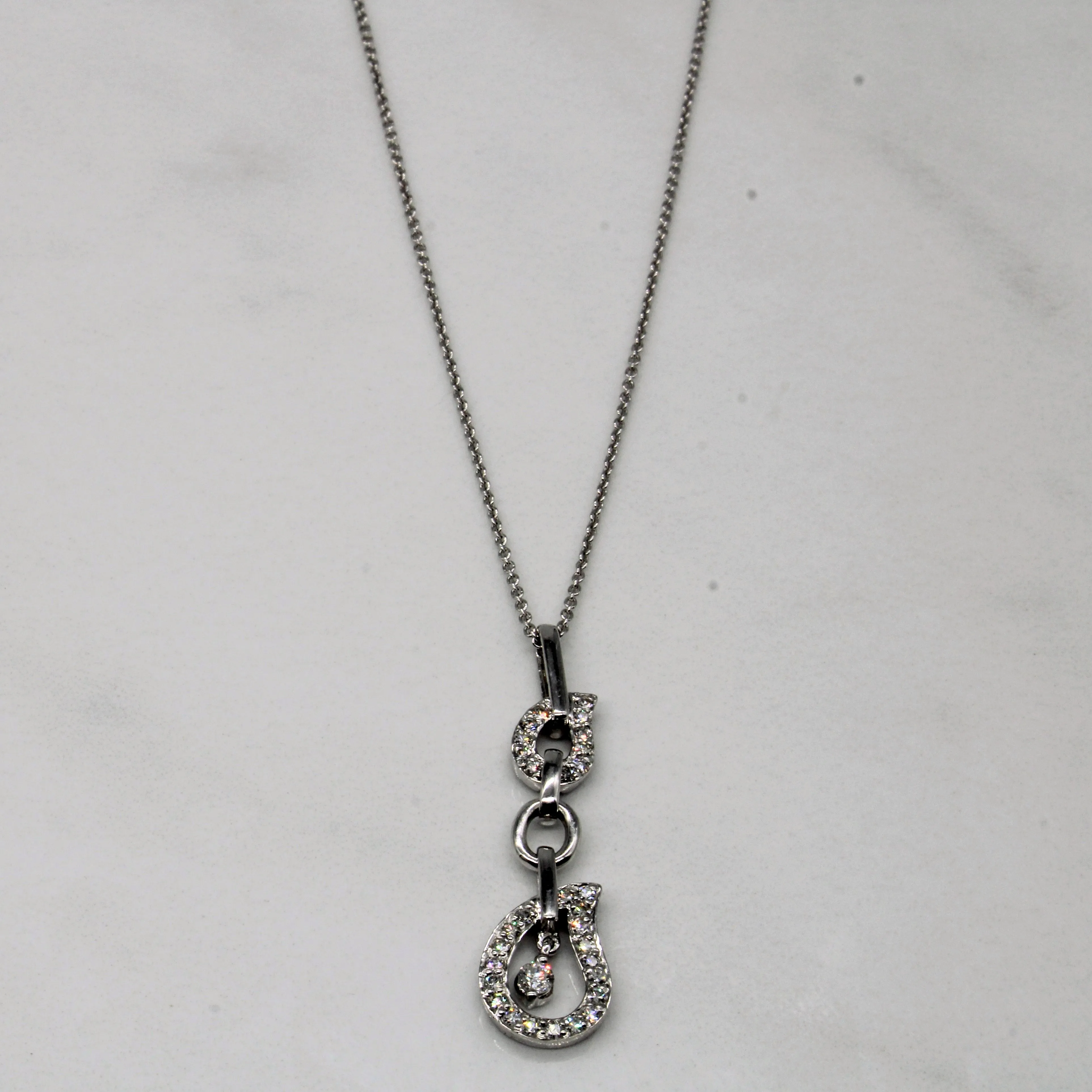 Shaped Precision Vintage feel Diamond Drop Necklace | 0.19ctw | 16" |