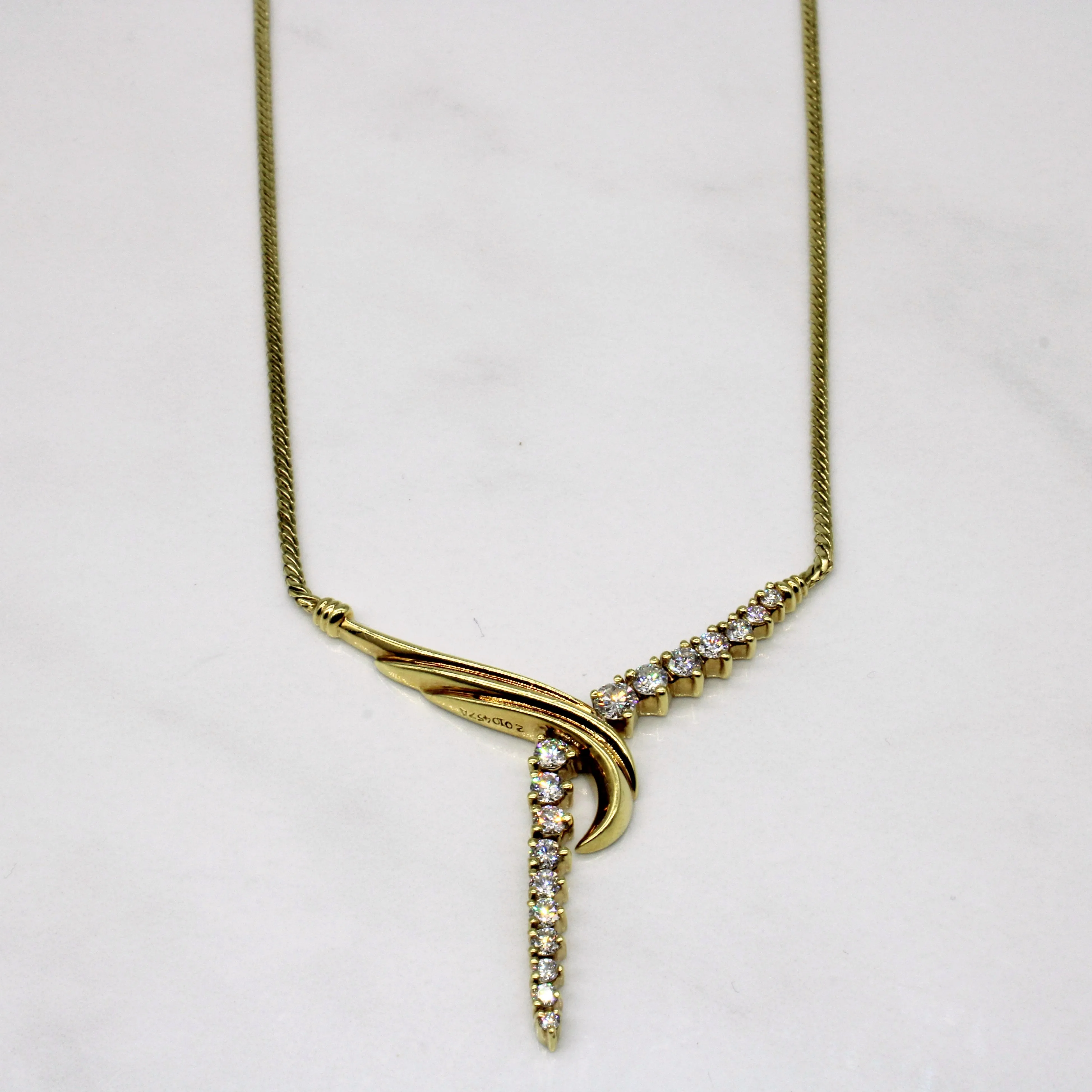 Sleek Design Trend Accent Diamond Drop Pendant Necklace | 0.93ctw | 16" |