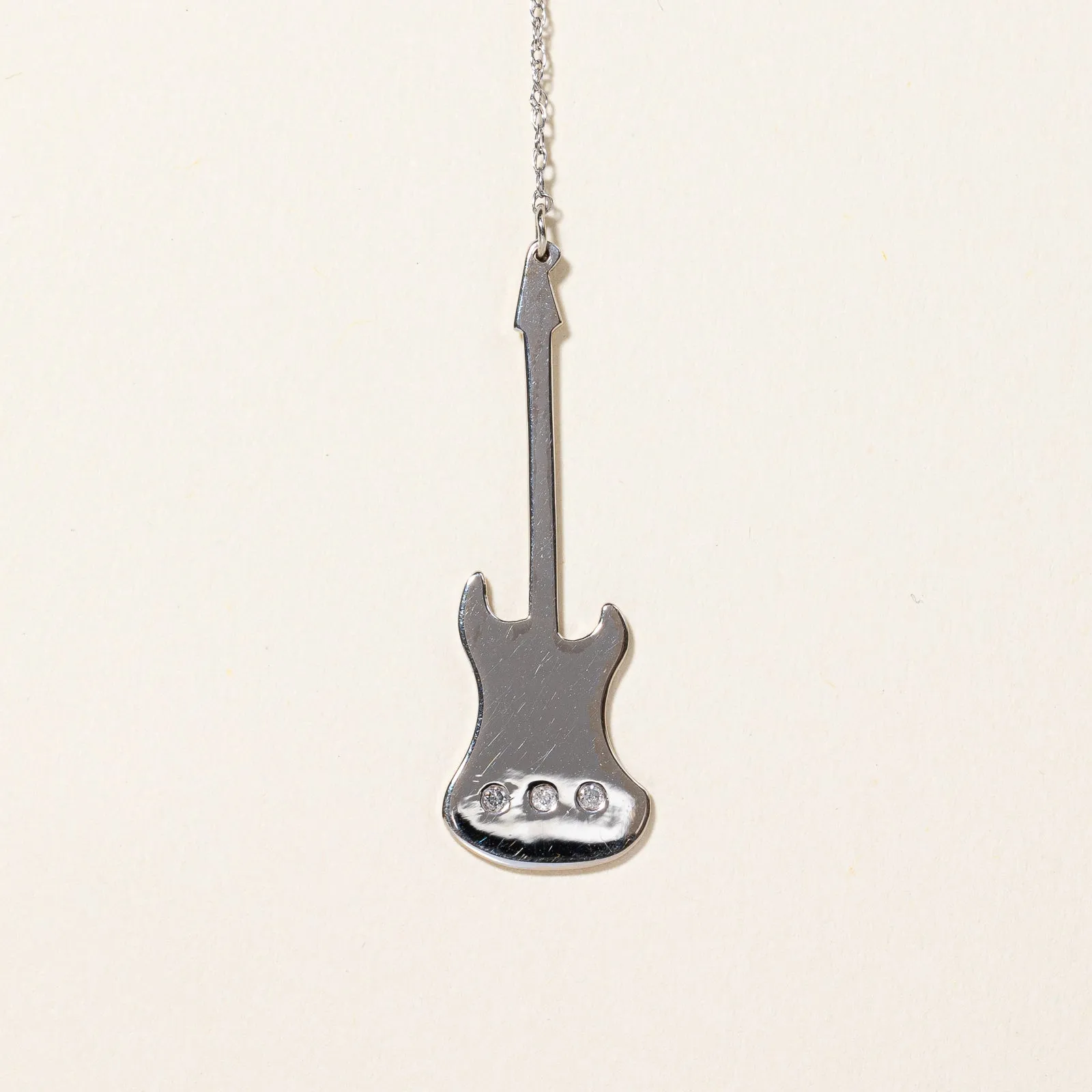 handmade touch Diamond Guitar Drop Pendant Necklace | 0.06ctw | 16" |