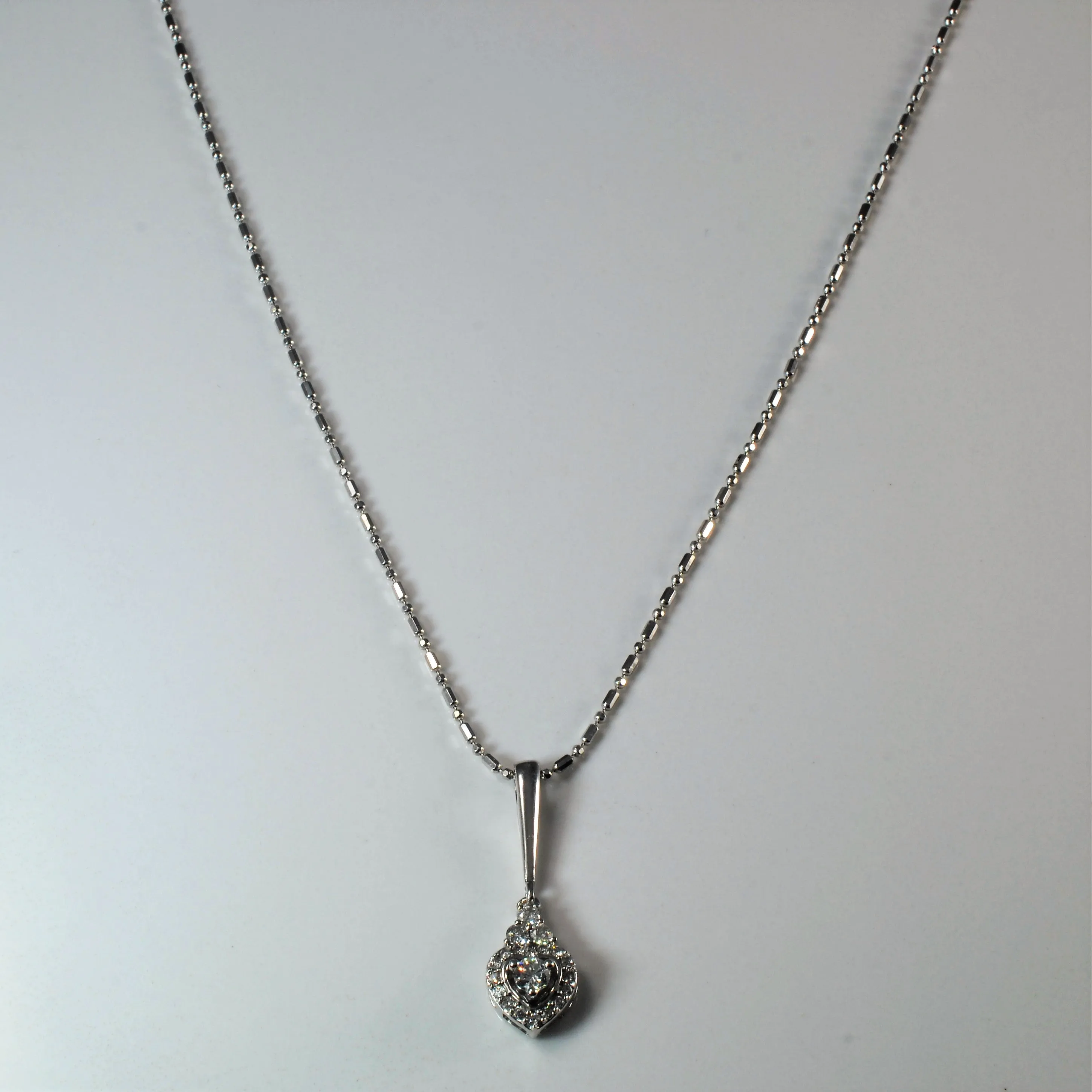 Special Gift Precious Accent Diamond Heart Drop Necklace | 0.31ctw | 15" |