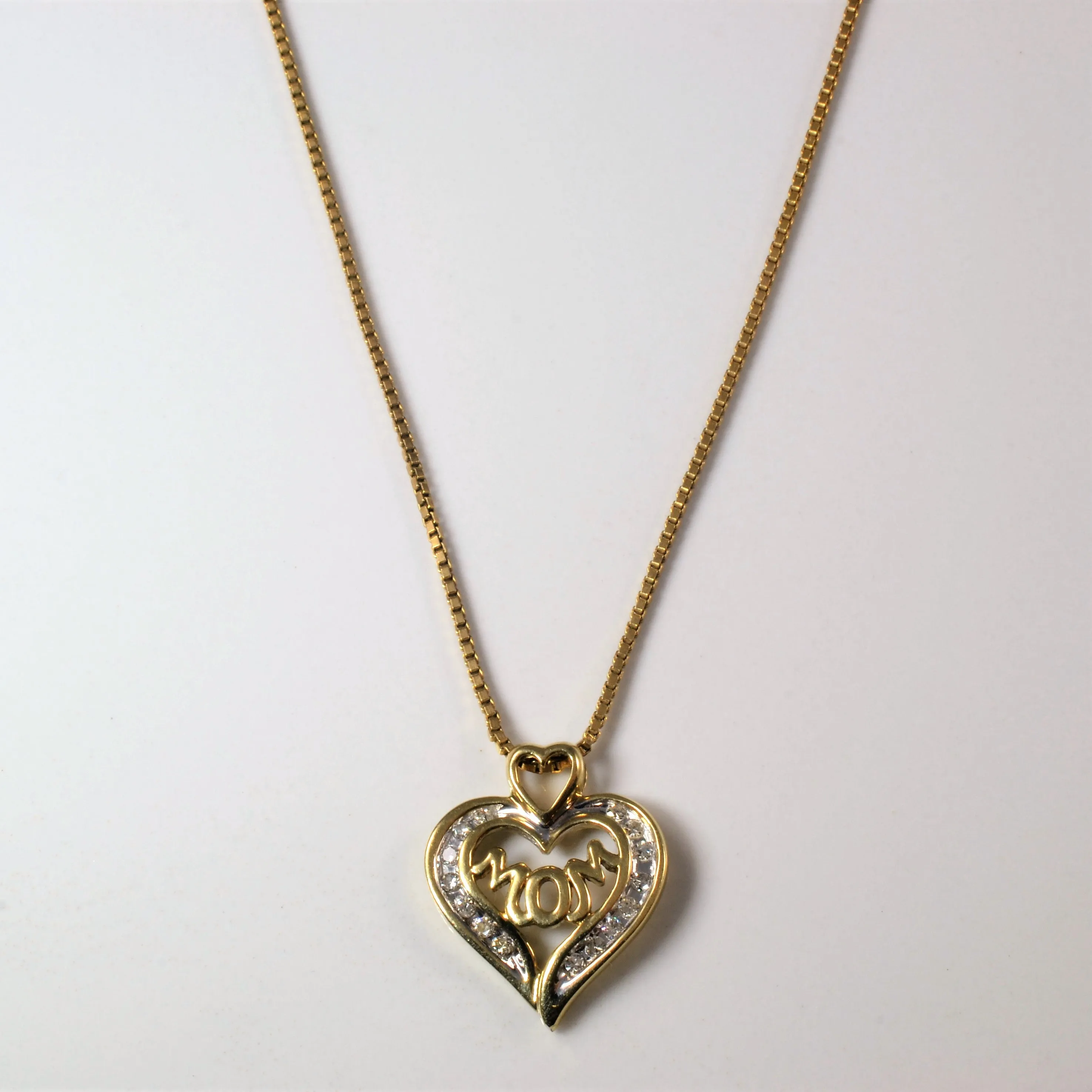 Delicate Style Dazzling Feature Diamond Heart Mom Necklace | 0.16ctw | 24" |
