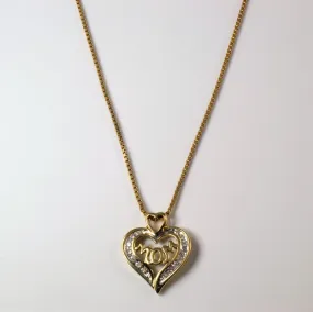 Delicate Style Dazzling Feature Diamond Heart Mom Necklace | 0.16ctw | 24" |