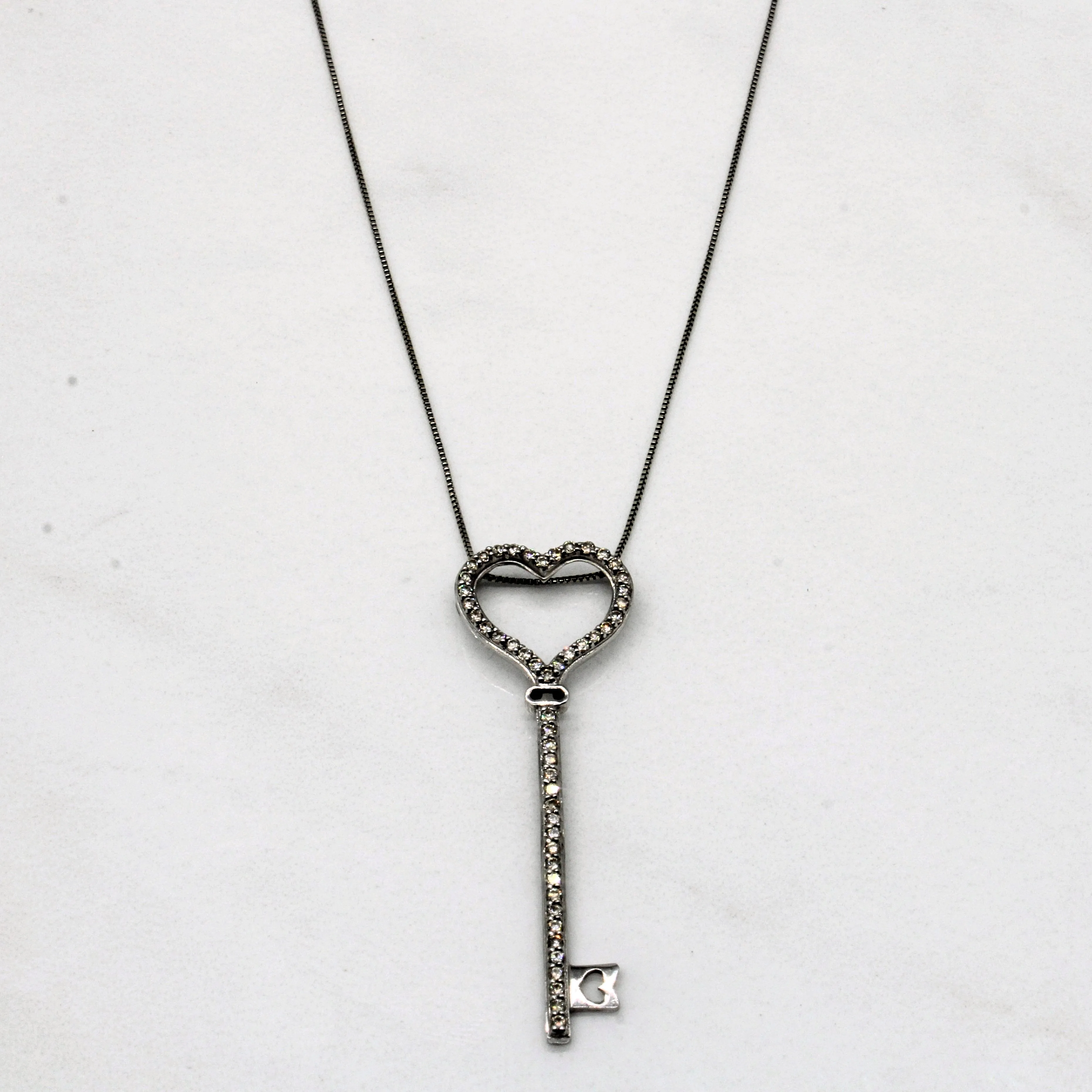 Diamond Heart Shaped Key Necklace | 0.18ctw | 18" | Classic Form