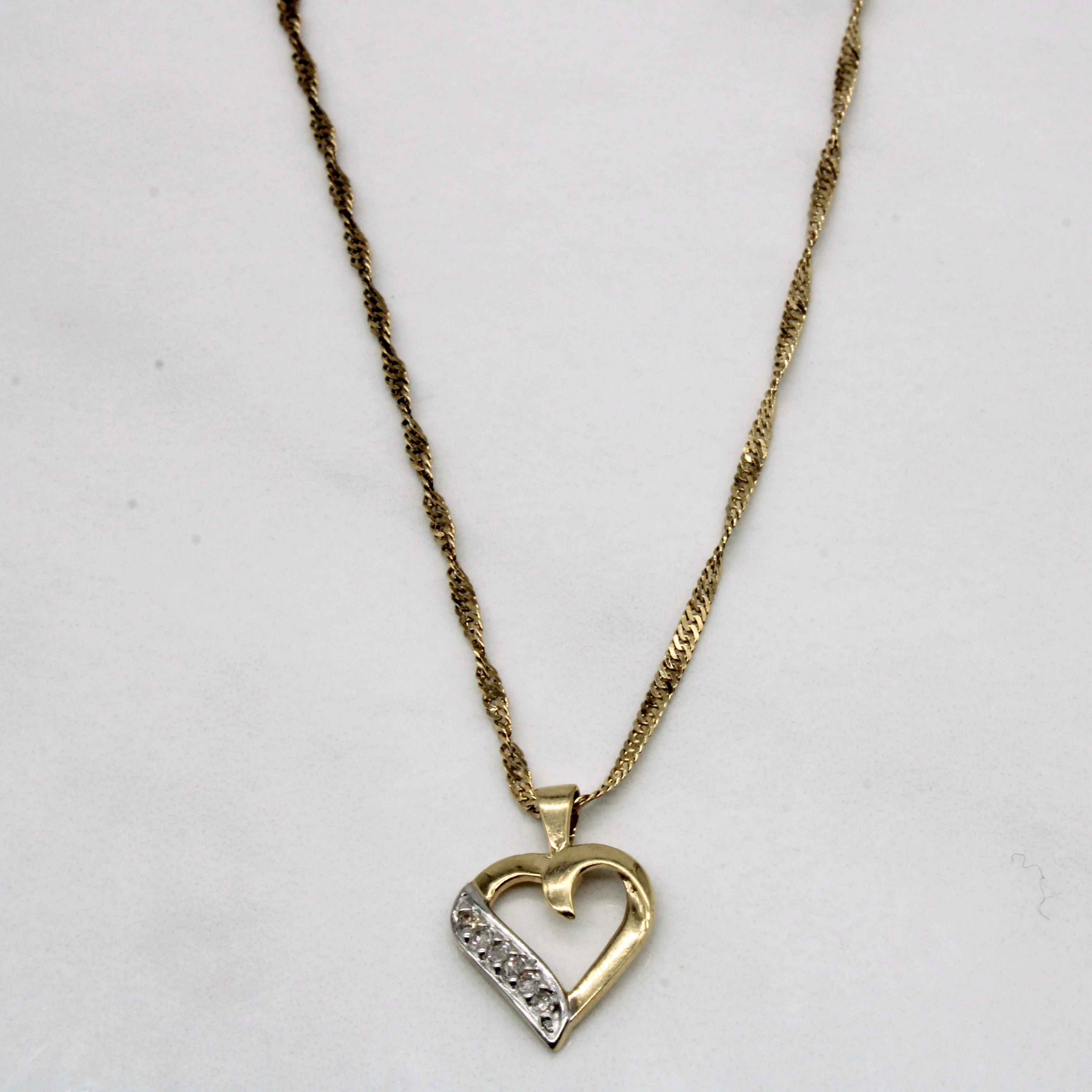 Handcrafted Finish Diamond Heart Shaped Necklace | 0.04ctw | 18" |