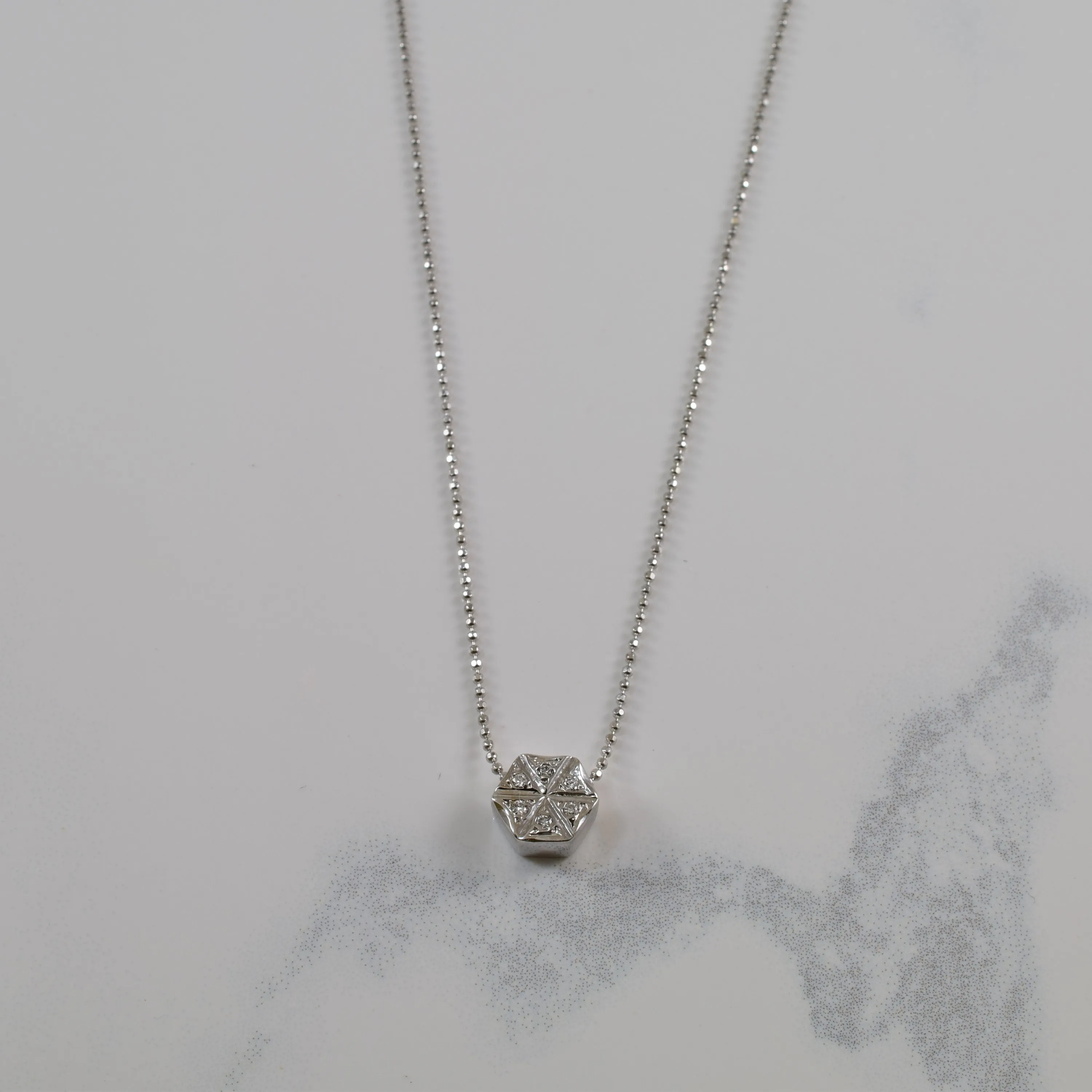 Distinctive Touch Diamond Hexagon Necklace | 0.04ctw | 16" |