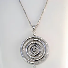 Artisan Craft Diamond Kinetic Circles Pendant Necklace | 1.20ctw | 14" |
