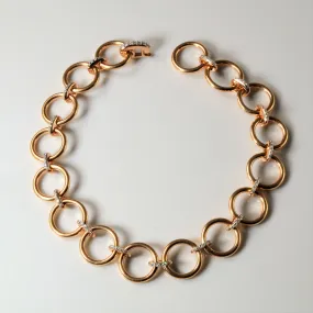 Diamond Linked Rose Gold Circle Bracelet | 0.08ctw | 6.5" | Casual Design