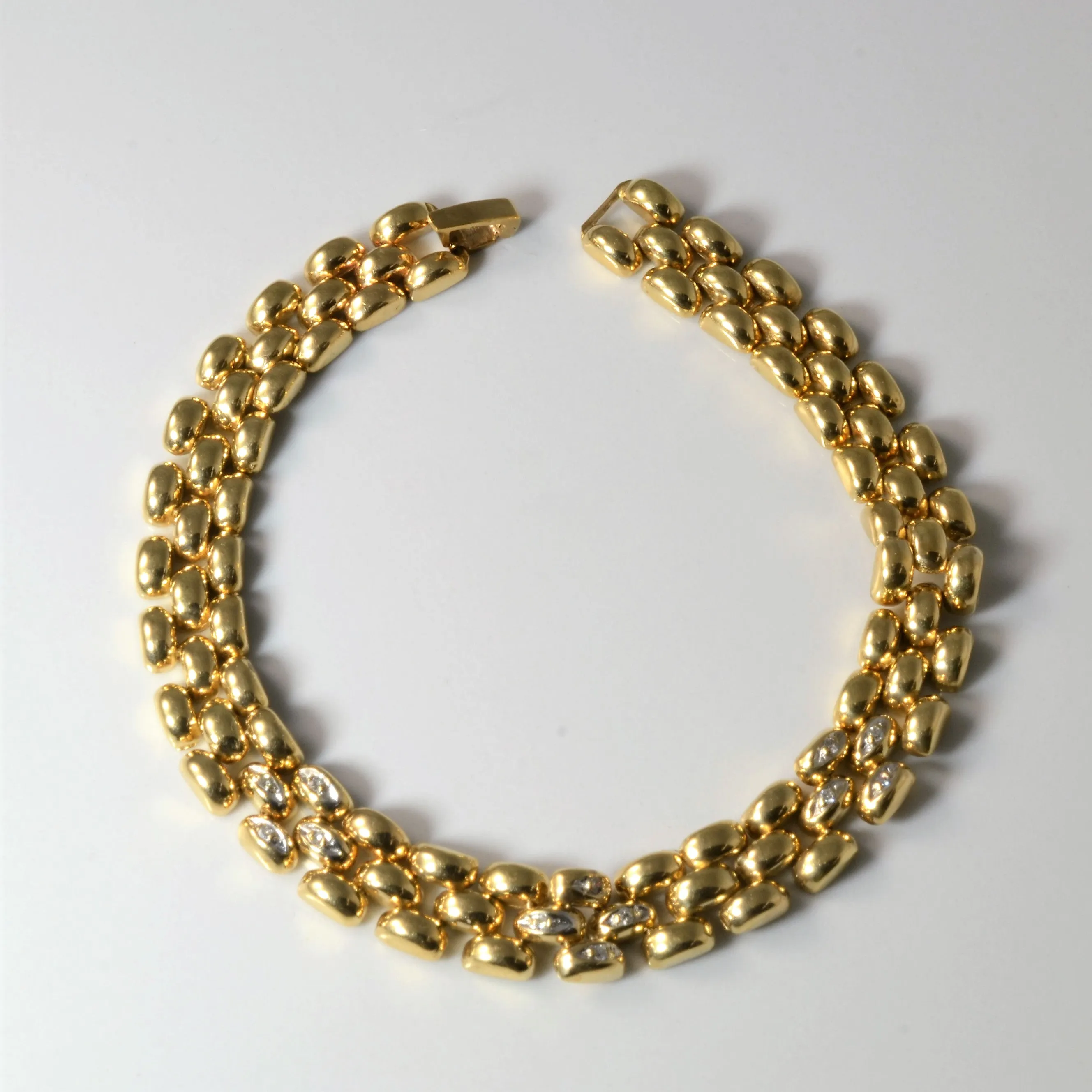 Everyday Set Diamond Panther Link Bracelet | 0.12ctw | 7" |