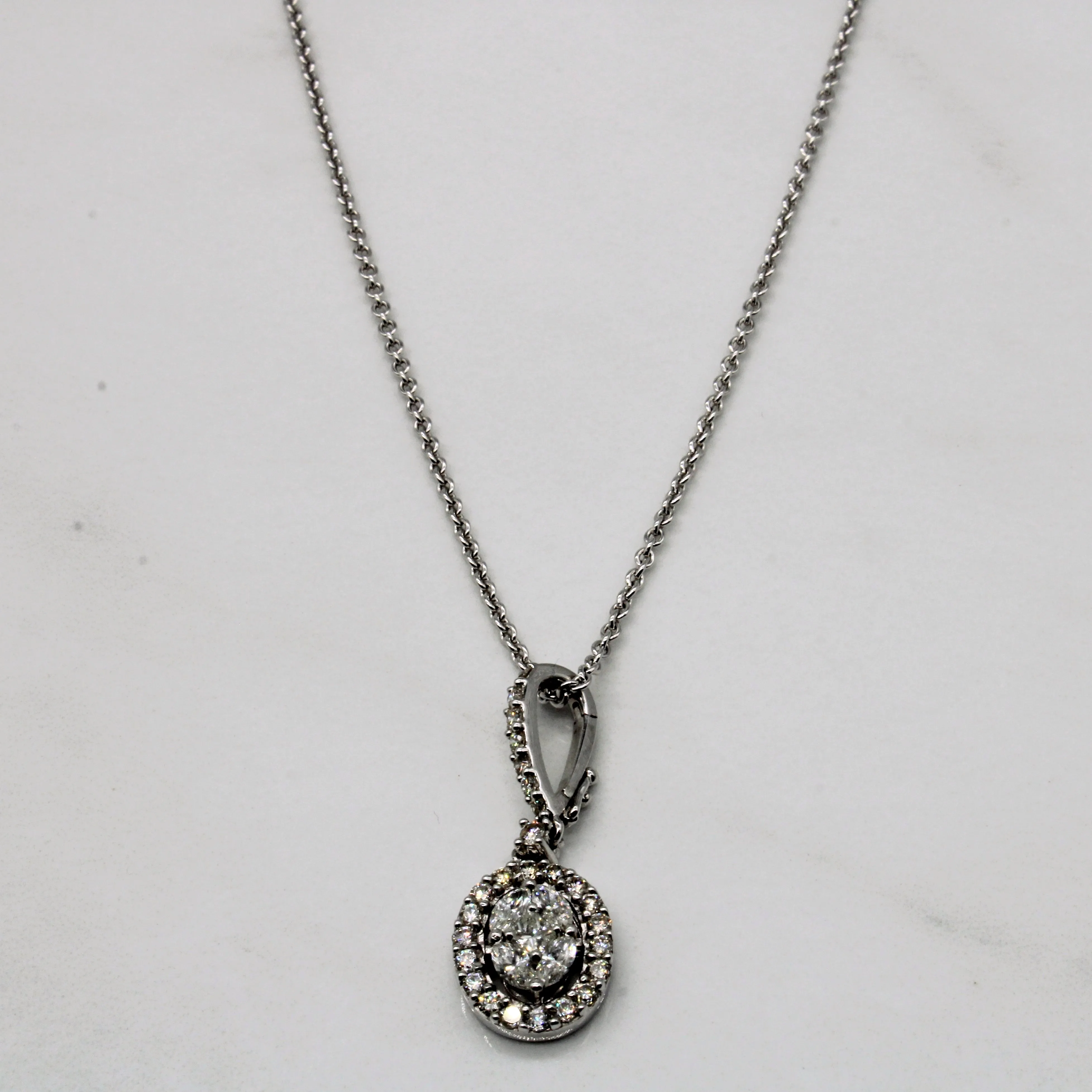 Diamond Pendant & Necklace | 0.86ctw | 16" | Precious Treasures Close Detail