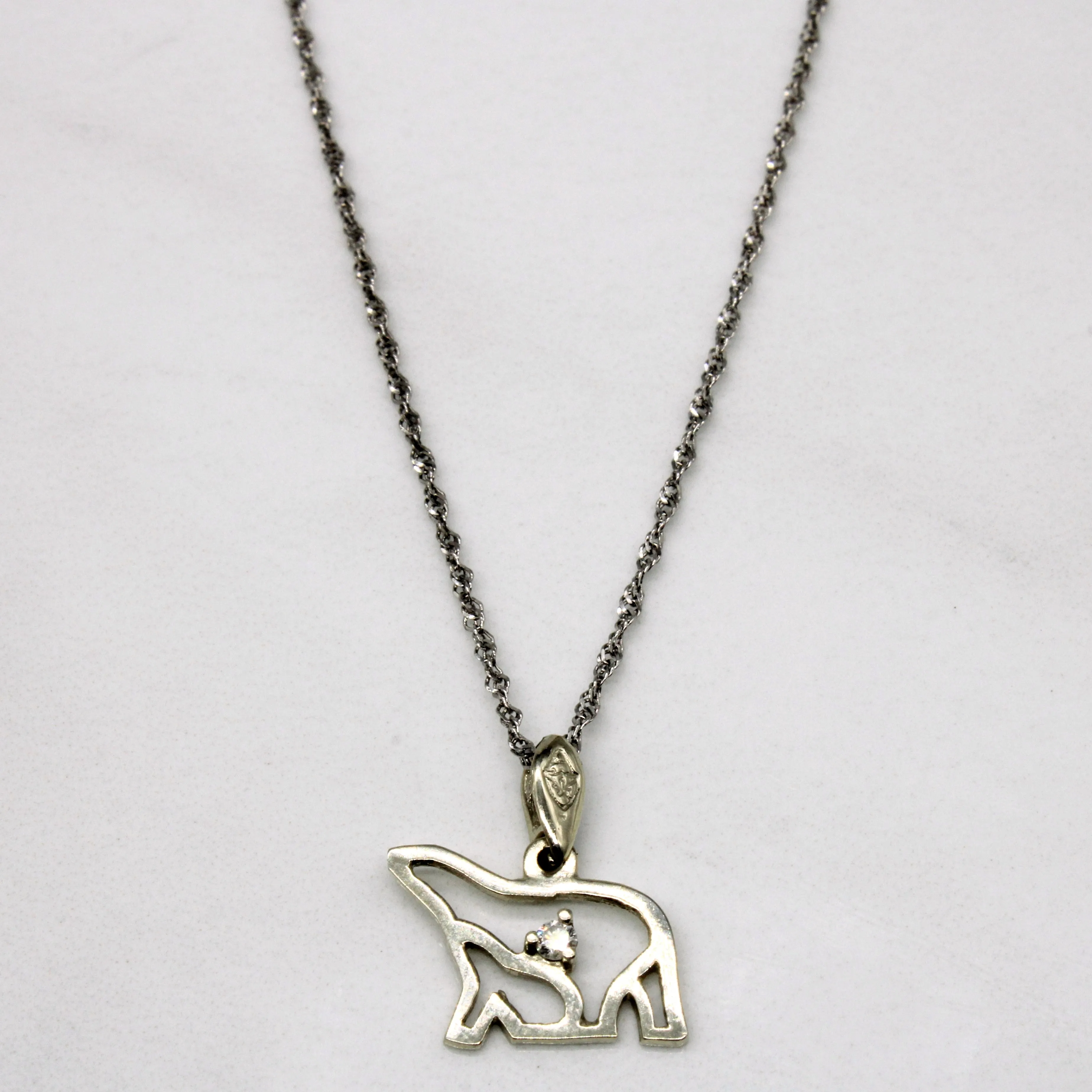 Inspired Feature Diamond Polar Bear Pendant & Necklace | 0.03ct | 18" |