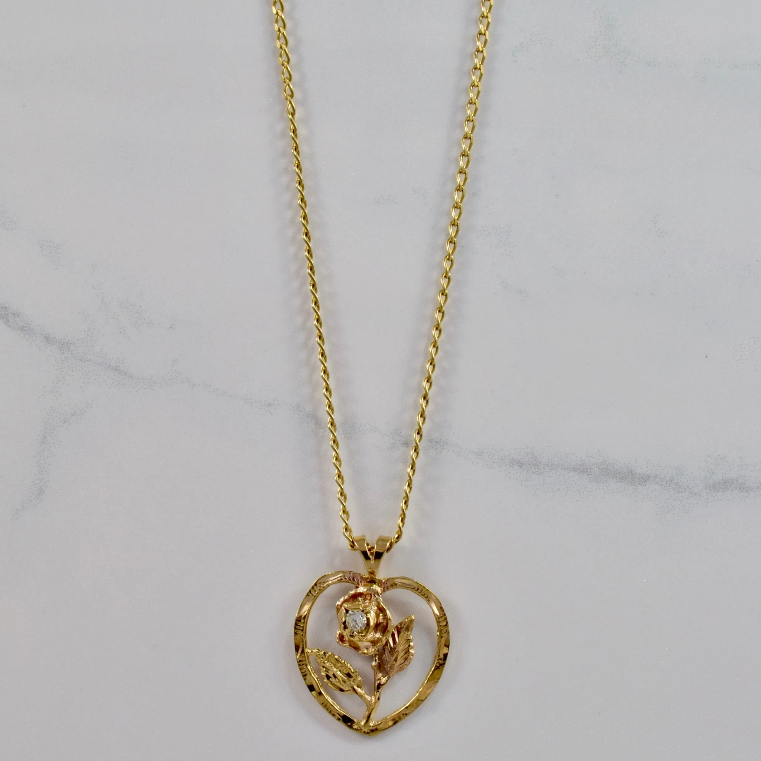 Crisp Look Elegant Pieces Diamond Rose Pendant and Necklace | 0.14 ct SZ 23" |