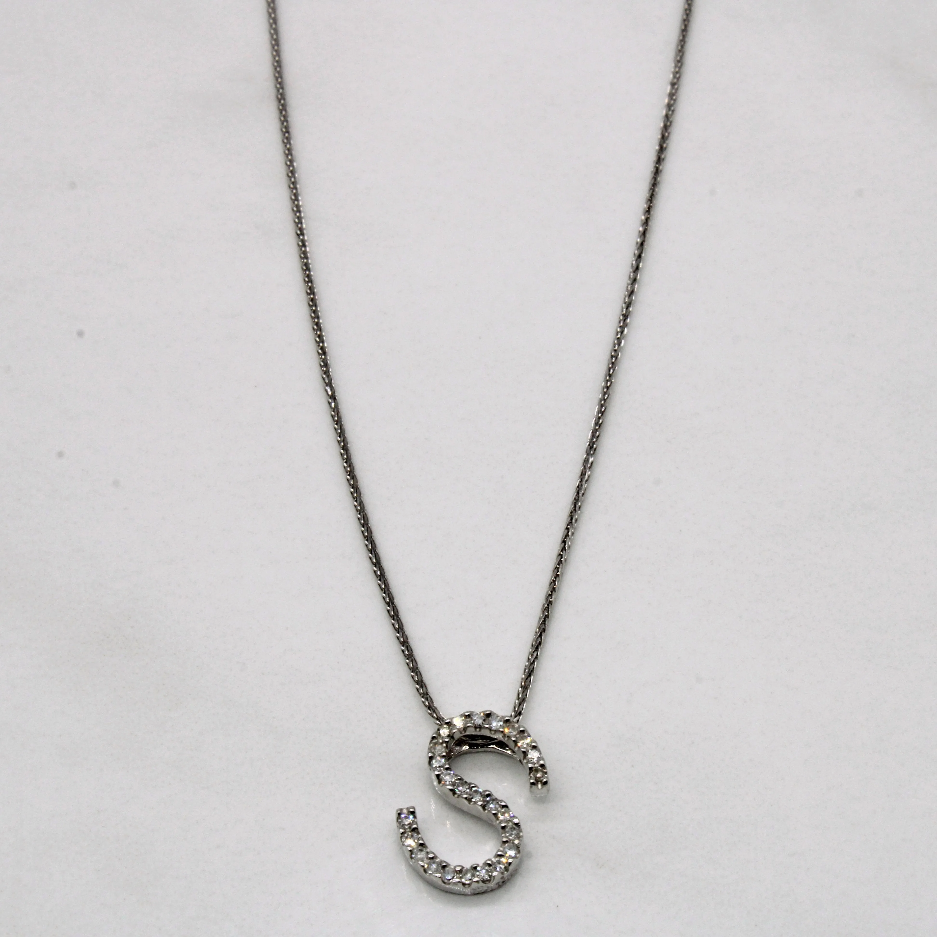 Exquisite Piece Diamond 'S' Initial Necklace | 0.08ctw | 16" |