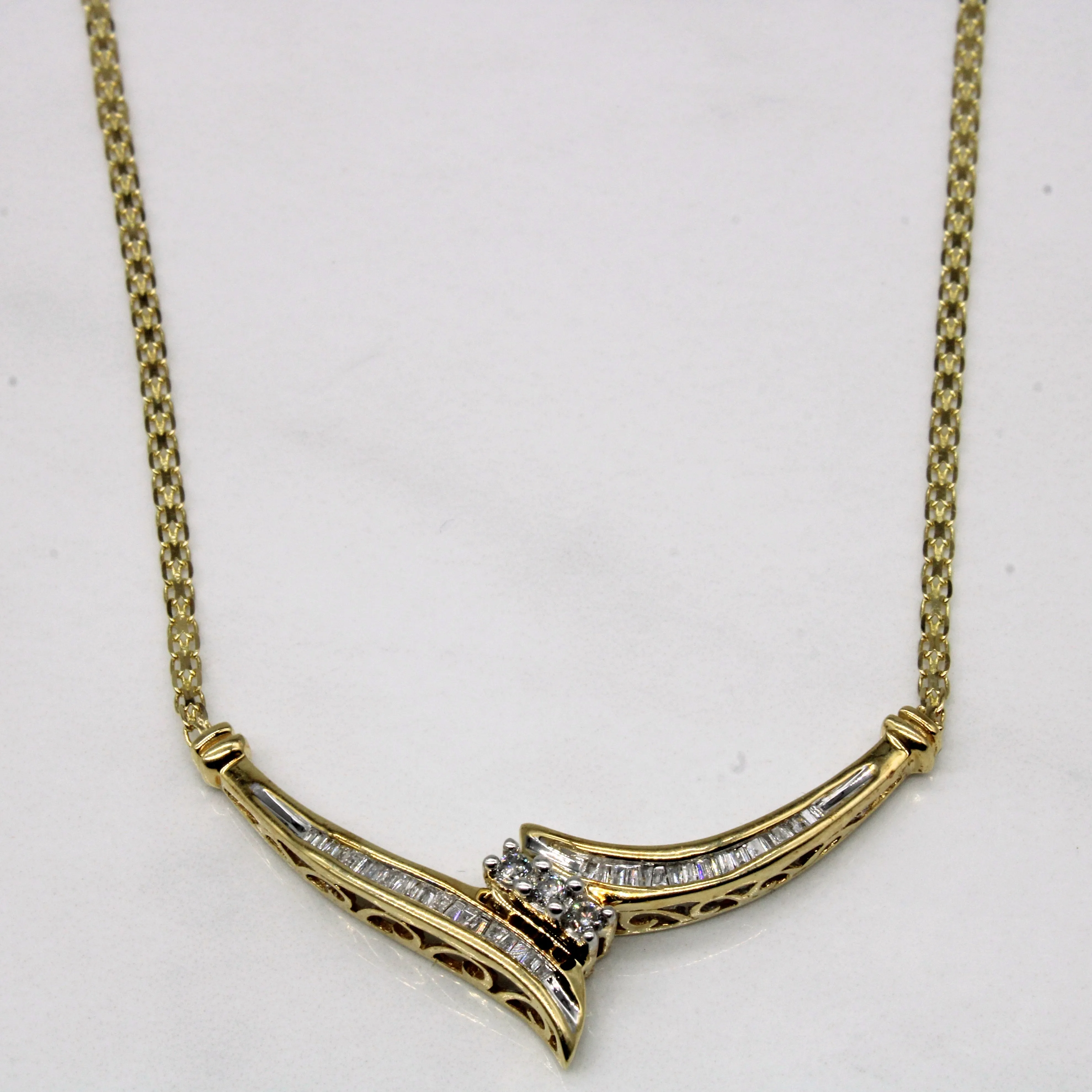 Diamond Scoop Necklace | 0.48ctw | 17" | Trendy Fashion Refined Shine