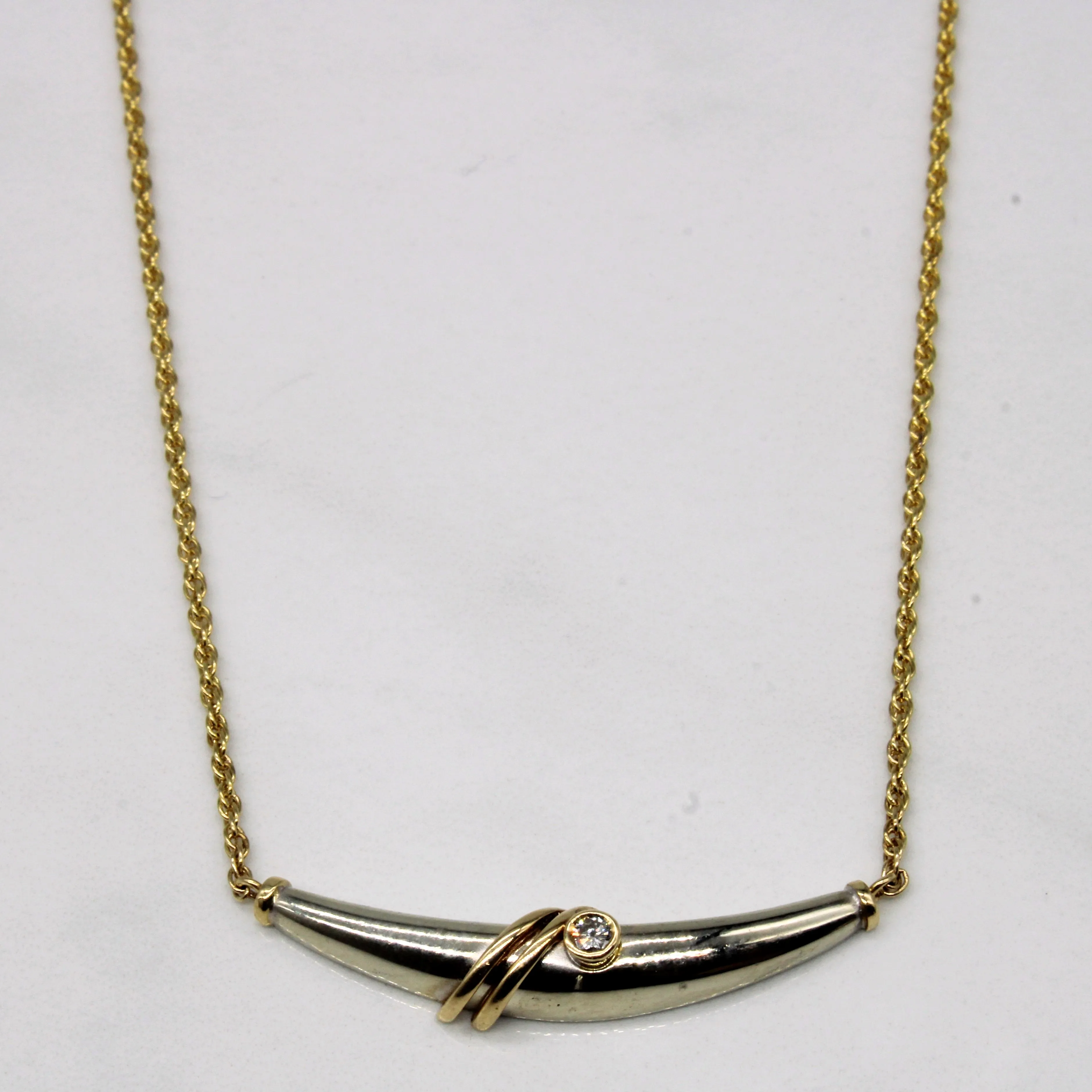 Diamond Scoop Pendant Necklace | 0.04ct | 17" | Statement Vibe Stylish Fashion