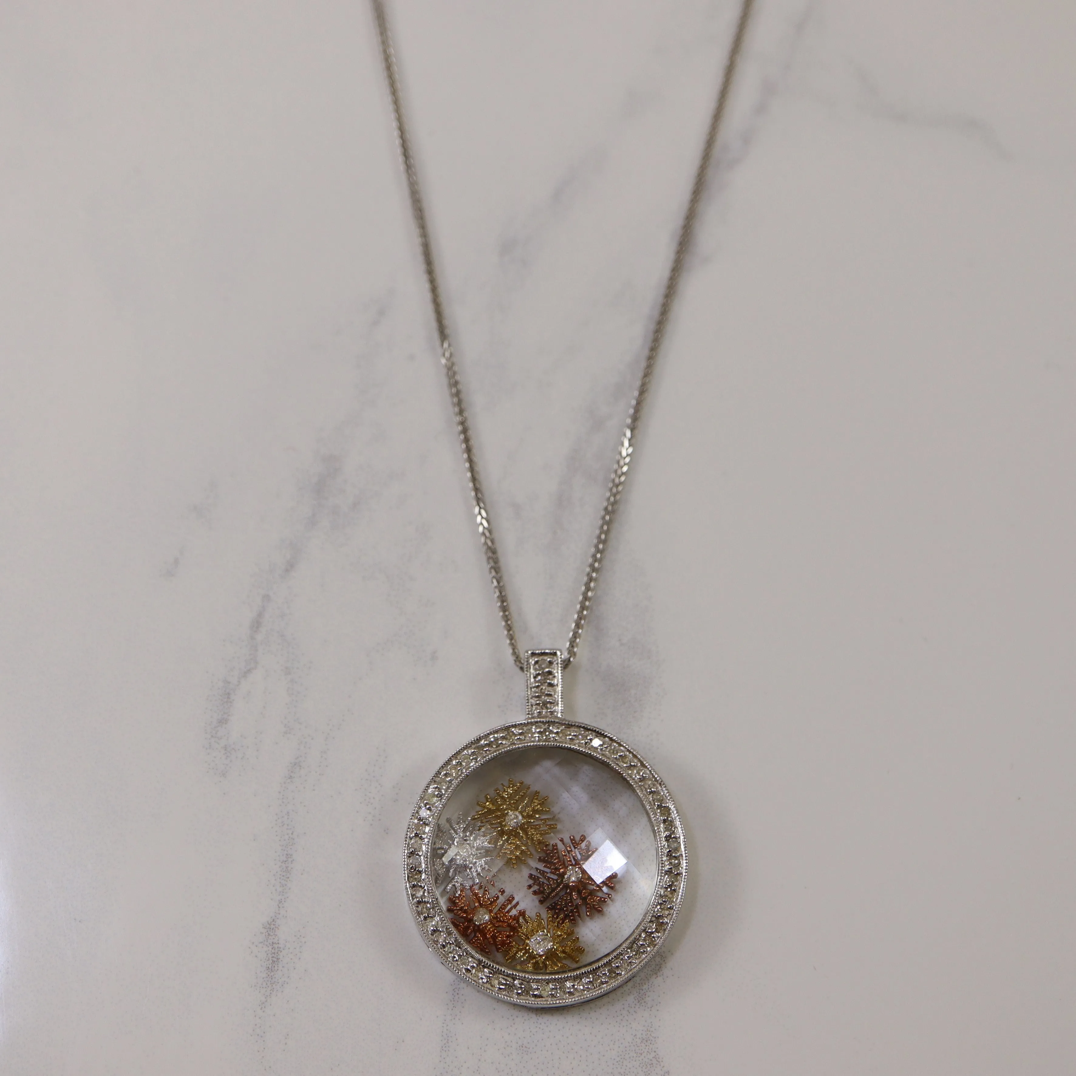 Diamond Snowflake Capsule Necklace | 0.40ctw | 18" | Exquisite Craft