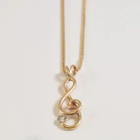 Sparkle Surface Diamond Treble Clef Necklace | 0.10ct | 18" |