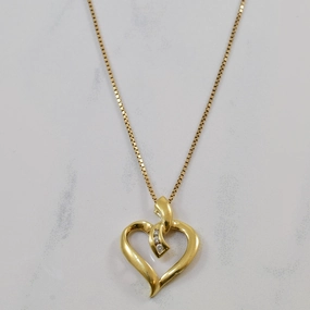 Impressive Feature Diamond Heart Necklace | 0.03ctw | 19" |