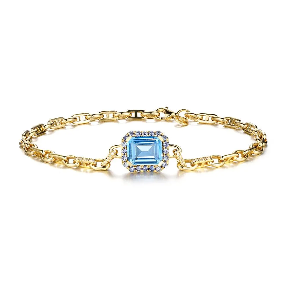 "Aqua Earth Conservation Champion" Aquamarine and Sapphire Bracelet Finest Accent
