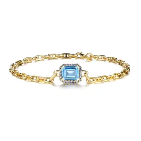 Daywear Fit Bold Edge "Aqua Earth Conservation Champion" Aquamarine and Sapphire Bracelet