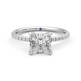 Four Prong Princess Cut Moissanite Engagement Ring with Hidden Anniversary Stone Accent Durable Material Bold piece