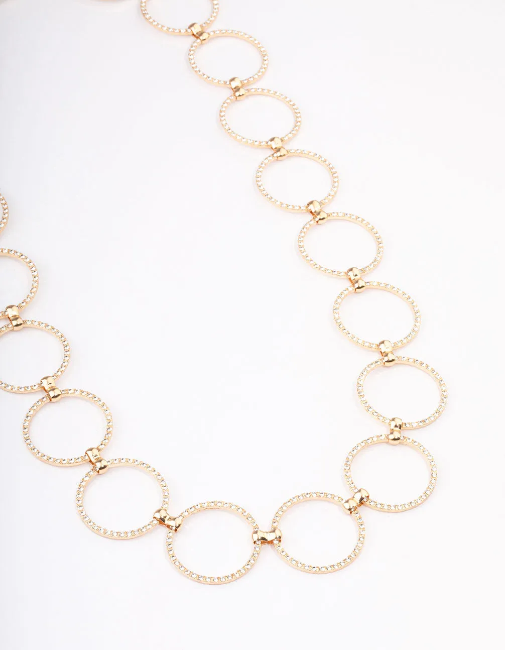 Gold Large Diamante Circle Belt Sleek Feature Subtle Finish