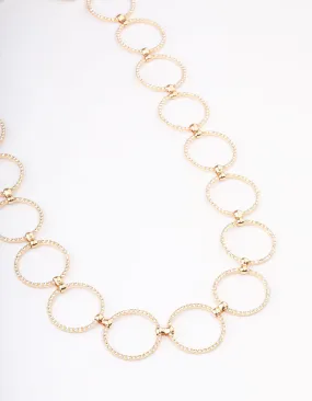 Gold Large Diamante Circle Belt Sleek Feature Subtle Finish