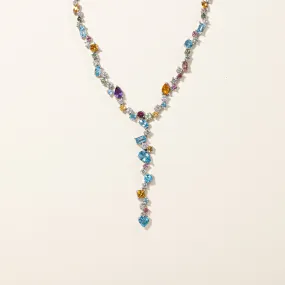 Smooth Fit Brilliant Edge Multi Gem Drop Necklace | 8.37ctw | 17" |