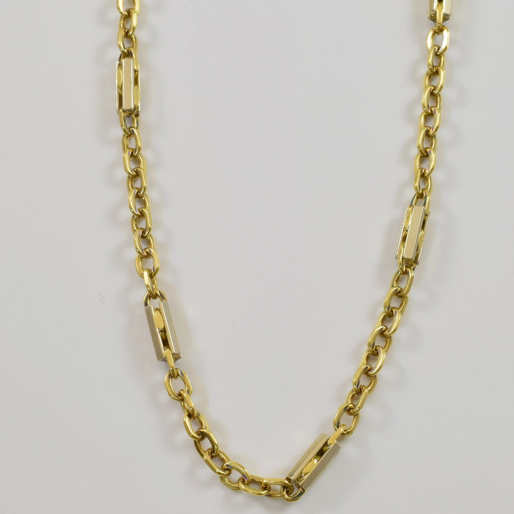 18k Yellow Gold Link & Bar Chain | 21.5" | Wedding Style