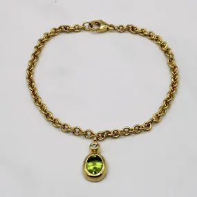 Peridot & Diamond Charm Bracelet | 1.05ct, 0.05ct | 7" | Photo Ready Glowing Feature