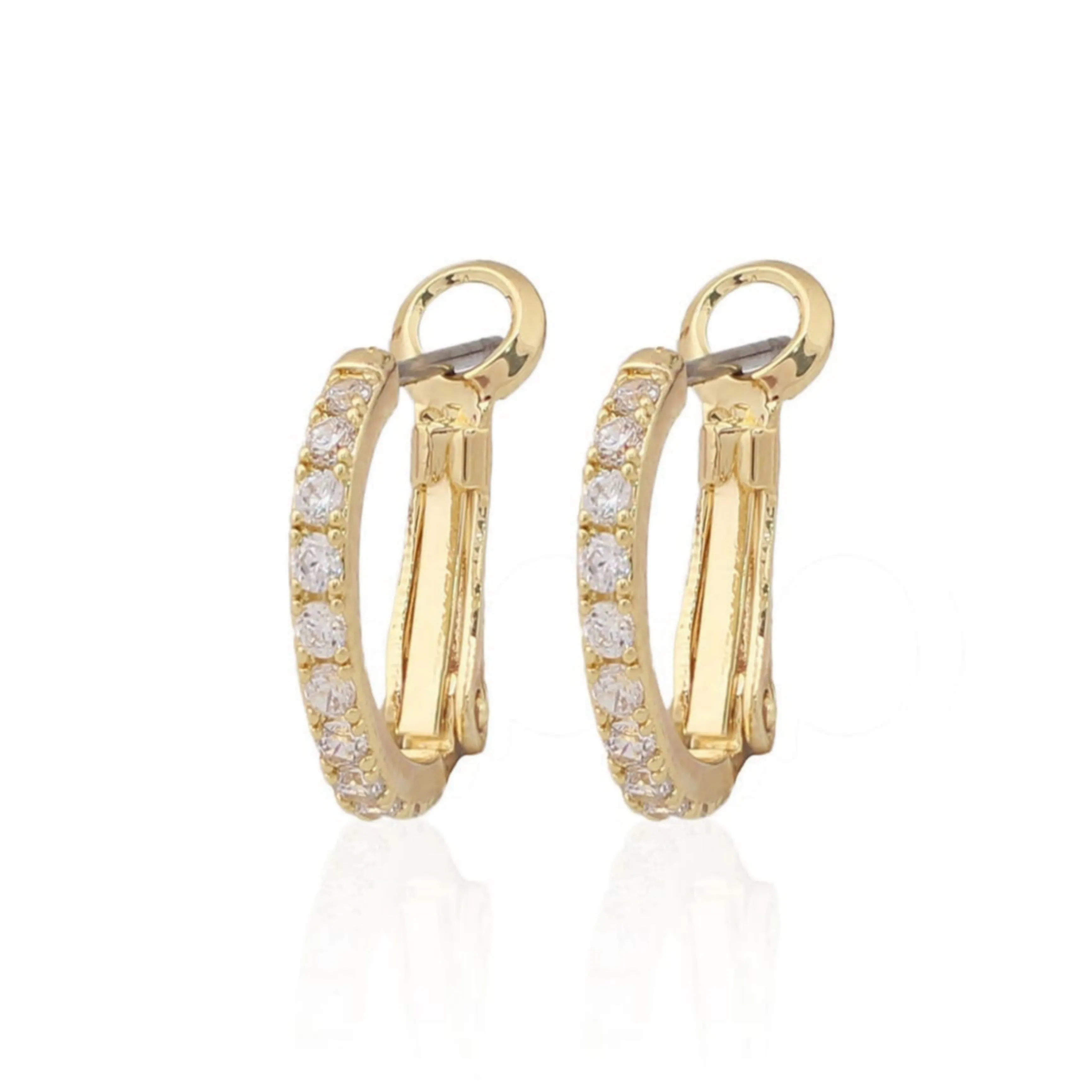 Surgical Steel Thin CZ Hoop Huggie Earrings - Small Stunning Piece Office Jewelry