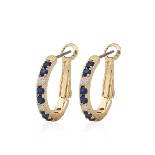 Surgical Steel Thin CZ Hoop Huggie Earrings - Small Affordable Finish