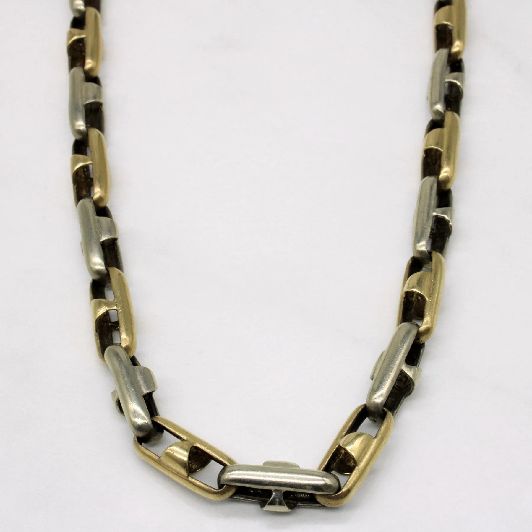 10k Two Tone Gold Anchor Link Chain | 26" | Evening Outfit