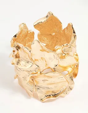 Delicate Mood Gold Leaf Detailed Wrist Cuff