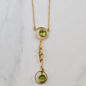 Classic Form Delicate Vibe Early 1900s Peridot & Seed Pearl Necklace | 1.00ctw, 0.05ctw |