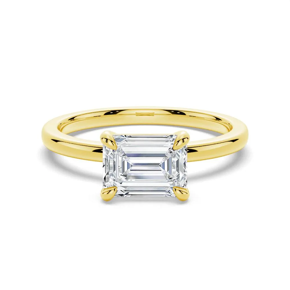East West Emerald Cut Solitaire Engagement Ring Luxury Symbol Symbolic Form