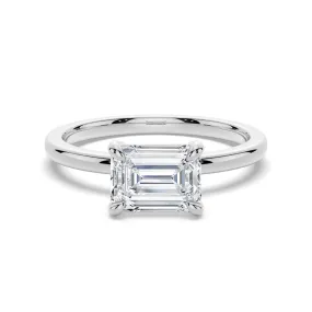 East West Emerald Cut Solitaire Engagement Ring Contemporary Art Budget Gift