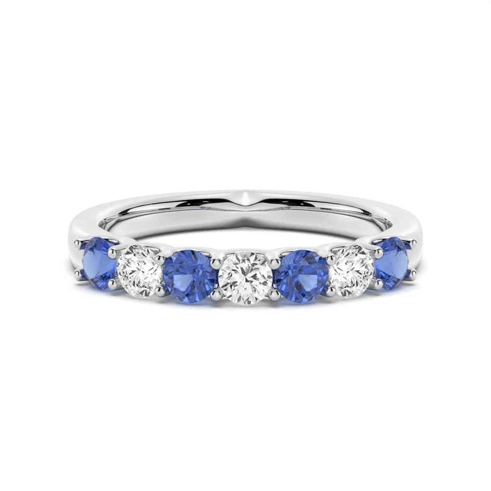 Blue Sapphire and Moissanite Anniversary Band Luxury Art