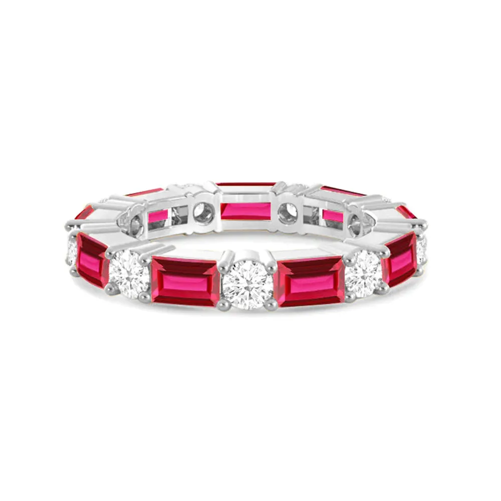 Timeless Created Ruby and Lab Grown Diamond Eternity Band Sturdy Construction