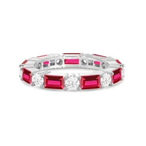 Creative Genius Personal Article Timeless Created Ruby and Lab Grown Diamond Eternity Band