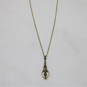 Edwardian Peridot & Seed Pearl Necklace | 0.10ct | 17" | Modern Mood