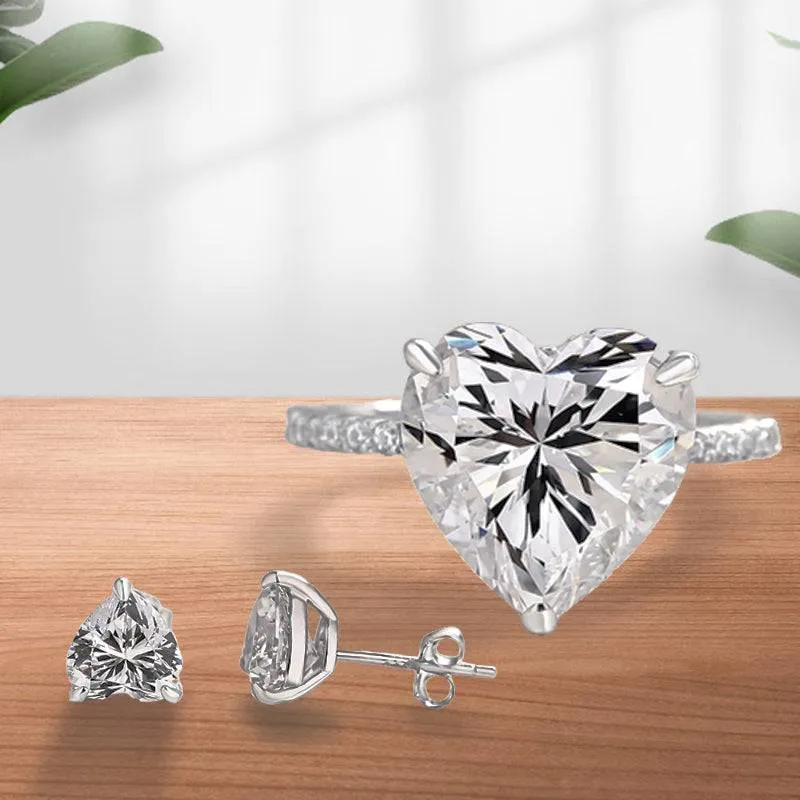 Louily Lovely Heart Cut 2PC Jewelry Set Classic Layer Premium Radiance