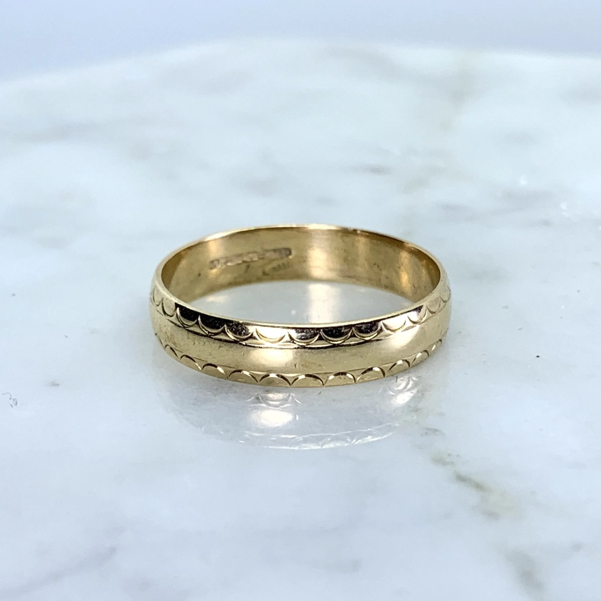 Gold Wedding Band or Stacking Ring in 9k Yellow Gold. Antique Estate Jewelry Circa 1900s. HighEnd Keepsake