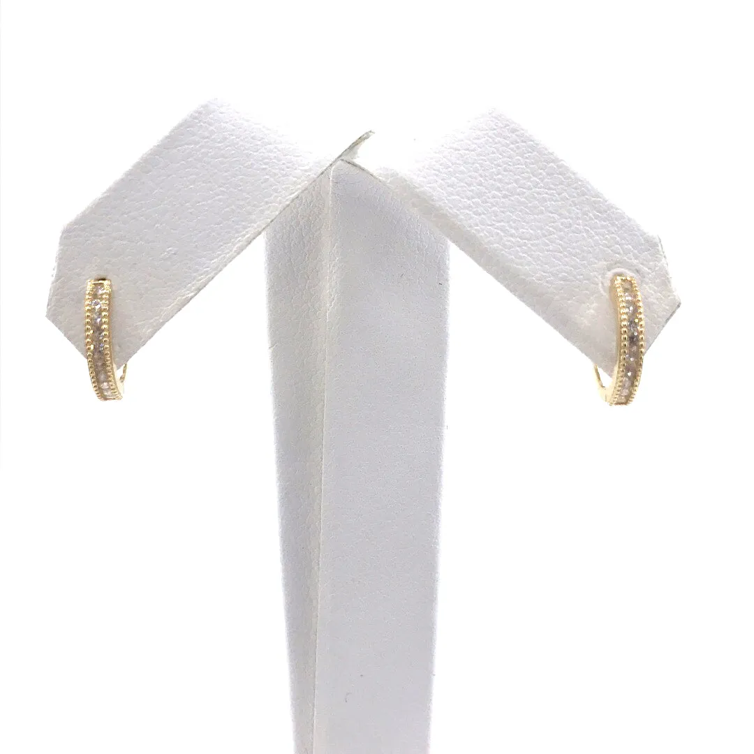Delicate Finish Decorative Adornment 14K Gold Hoop Earrings