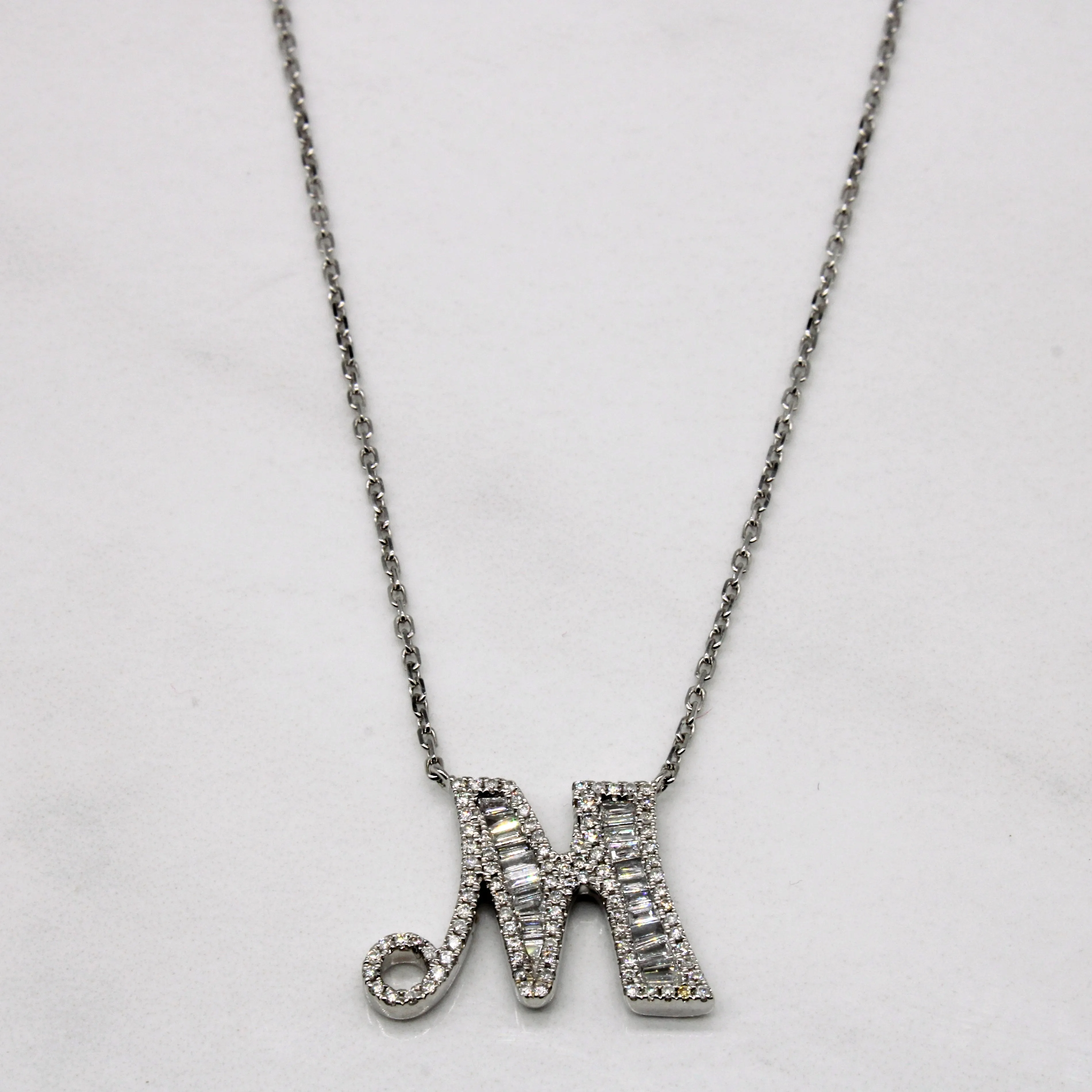 Diamond 'M' Initial Pendant Necklace | 0.50ctw | 18" | Model Fit Iconic Appeal