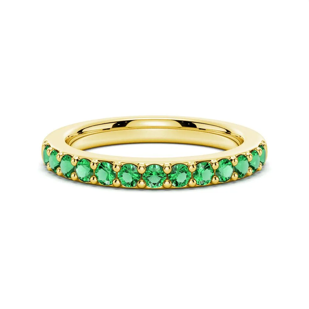 Pav?? Emerald Half Eternity Ring Crisp Accent