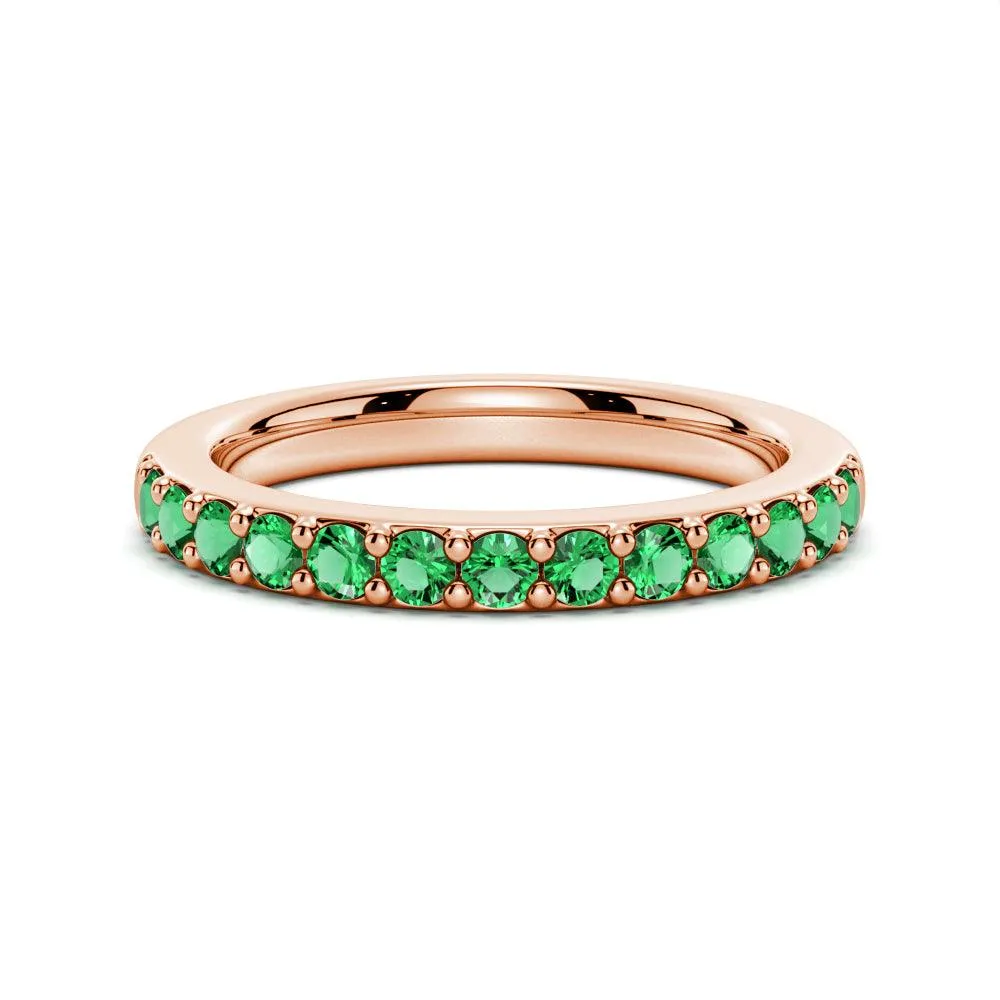 Pav?? Emerald Half Eternity Ring Elegant Aesthetic Lustrous Detail