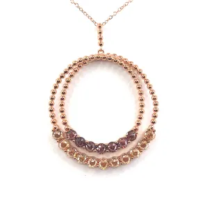 Sterling Silver Circle Pendant Purple and Champagne CZ Pendant Necklace Daily Wear Accessory Elegant adornment