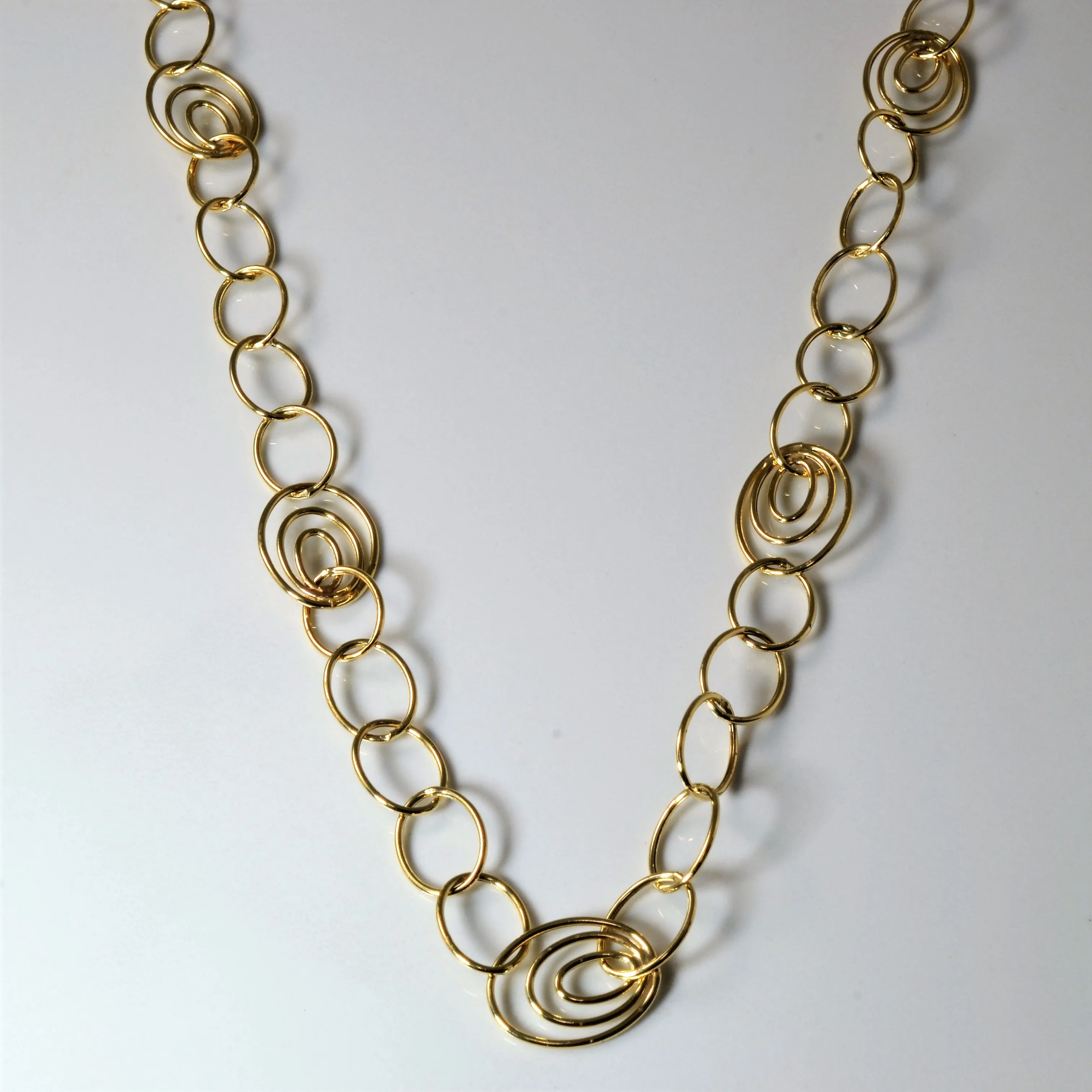 Eye-Catching Sparkle Shiny Craft Fancy Yellow Gold Spiral Chain Necklace | 44" |